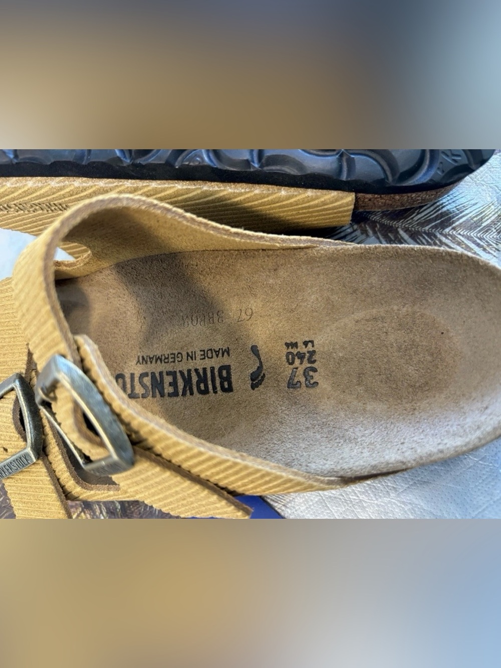 Birkenstock 💅 Arizona Corduroy Suede Cork Embossed Brown Sandals 6 6.5 37 41 - Picture 2 of 10